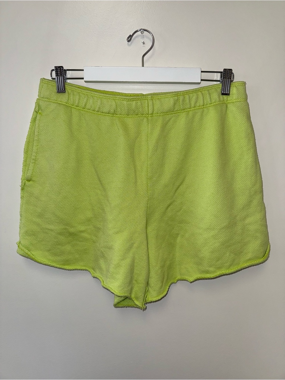 Aerie (Large) Neon Green Cut Off Sweat Shorts with Pockets